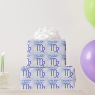Papel De Regalo Cute Virgo Rótulo Personalizado Purple Happy Birda