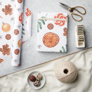 Papel De Regalo Cute Watercolor Lollipops Jingle Bells Navidades