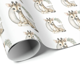 Papel De Regalo Cute watercolour baby animal alfabeto Jirafa