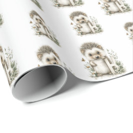 Papel De Regalo Cute Watercolour Baby Animals Alphabet Hedgehog