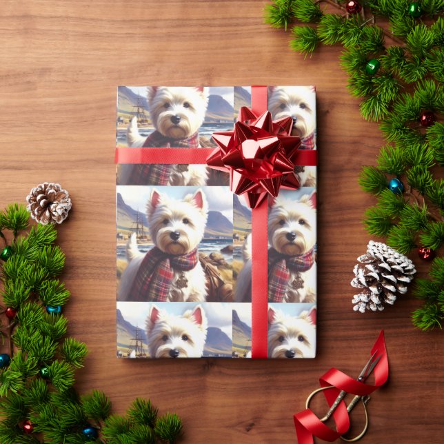 Papel De Regalo Cute West Highland White Terrier Pintura (Regalo de vacaciones)