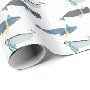 Papel De Regalo Cute Whale Narwhal Invierno Niños de cumpleaños