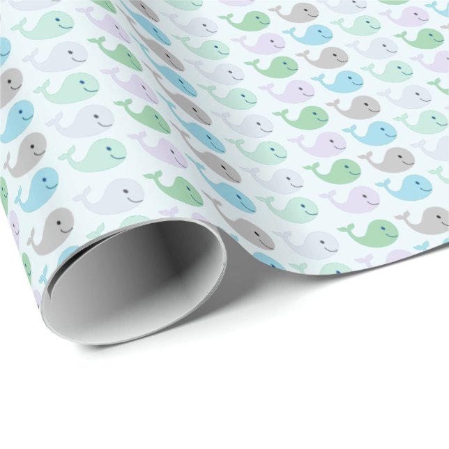 Papel De Regalo Cute Whales (Esquina del rollo)
