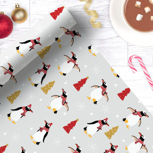 Papel De Regalo Cute Winter Penguin Navidades