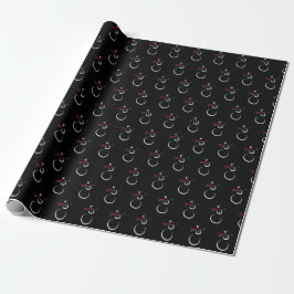 Papel De Regalo Cute Winter Snowman Pattern Black