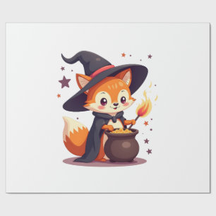 Papel De Regalo Cute Witch Fox � Camiseta Mágica de Animal de Hall