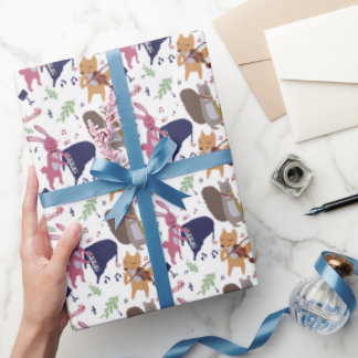 Papel De Regalo Cute Woodland Animal Band Musical Instruments