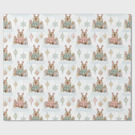 Papel De Regalo Cute Woodland Reno Ciervo Capybara Navidad 