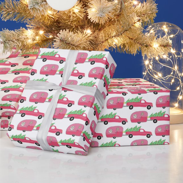 Papel De Regalo Cute Xmas Trailers RVs Trucks Christmas Holiday  (Vacaciones)