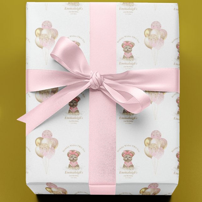 Papel De Regalo Cute Yorkie Dos Cute Balloon Birday Party (Subido por el creador)