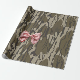 Papel De Regalo Cuto Bottomland Camo Estético Cinta Rosa Bow
