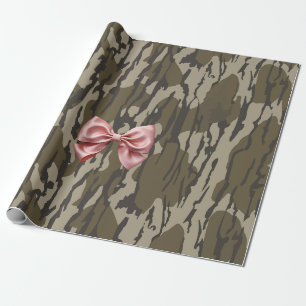 Papel De Regalo Cuto Bottomland Camo Estético Cinta Rosa Bow