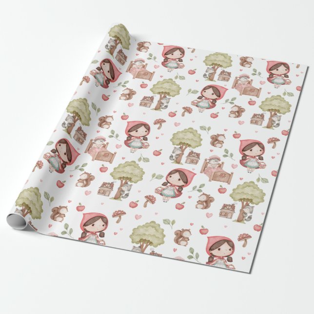 Papel De Regalo Cuto caprichoso libro de cuentos sobre capuchas ro (Desenrollado)