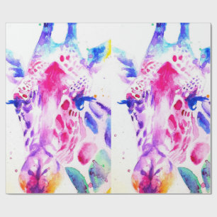 Papel De Regalo Cuto Giraffe Zoo Patrón animal Watercolor