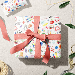 Papel De Regalo Cuto material escolar de vuelta al patrón escolar