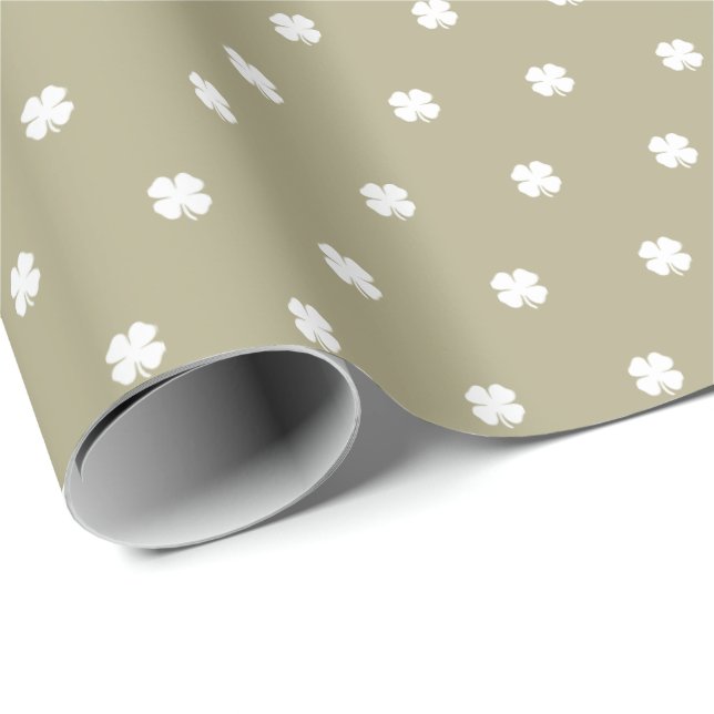 Papel De Regalo Cuto moderno Sage Sage Green Lucky Clovers (Esquina del rollo)