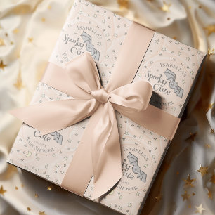 Papel De Regalo Cuto Naranja Spooky Cute Octubre Baby Shower