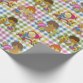 Papel De Regalo Cuto retro colorido de Baby Shower