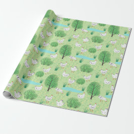 Papel De Regalo Cuto y caprichoso pollo prado Green Field Hens