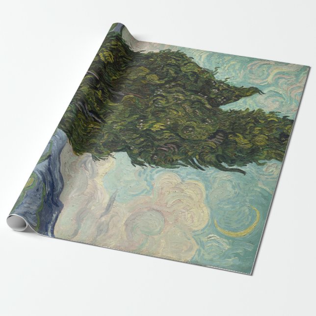 Papel De Regalo Cypreses de Van Gogh Painting Art (Desenrollado)