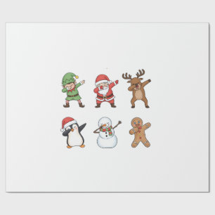 Papel De Regalo Dabbing Navidad Santa Pingüino Rudolph Muñeco de N