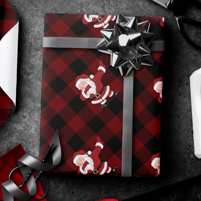 Papel De Regalo Dabbing Red Plaid Santa Claus | Búfalo Rústico div (Subido por el creador)