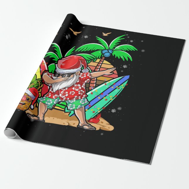 Papel De Regalo Dabbing Santa Christmas in July Kids Hawaiian (Desenrollado)