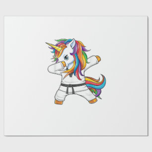 Papel De Regalo Dabbing Unicorn Karate Taekwondo Niñas Artes Marci
