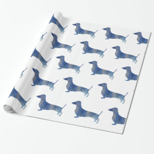 Papel De Regalo Dachshund azul