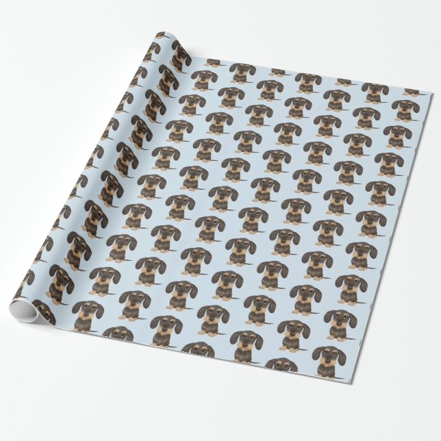 Papel De Regalo Dachshund de cabello alambrado| Perro Cute Teckel  (Desenrollado)