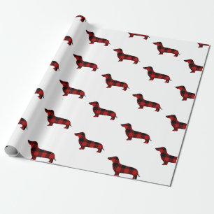 Papel De Regalo Dachshund de la tela escocesa del búfalo