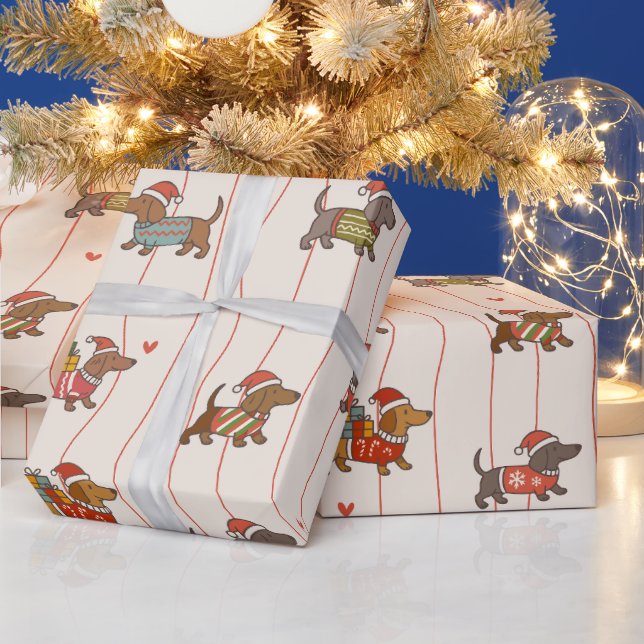 Papel De Regalo Dachshund de Navidad  (Vacaciones)