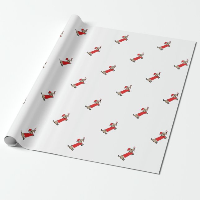 Papel De Regalo Dachshund de Navidad (Desenrollado)