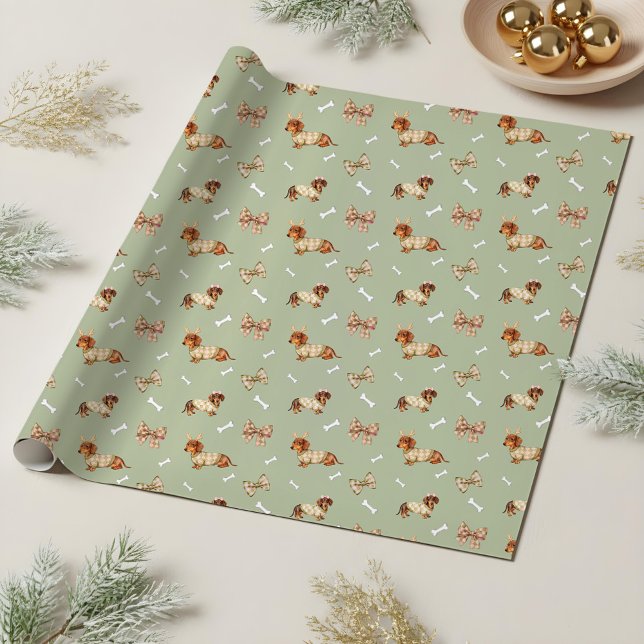 Papel De Regalo Dachshund Dog Christmas Checkerboard Sweater Bow (Dachshund Dog Christmas Checkerboard Sweater Bow Wrapping Paper)