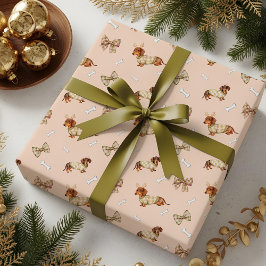 Papel De Regalo Dachshund Dog Christmas Checkerboard Sweater Bow