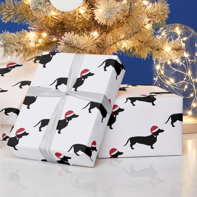 Papel De Regalo Dachshund en un Navidad de Santa Hat (Vacaciones)