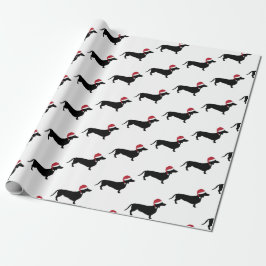 Papel De Regalo Dachshund en un Navidad de Santa Hat