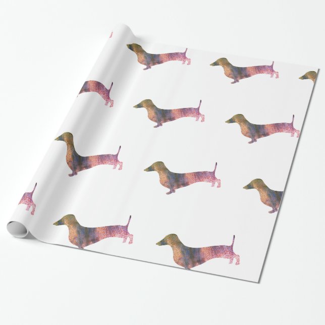 Papel De Regalo Dachshund leopardo (Desenrollado)