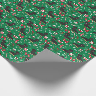Papel De Regalo Dachshund negro y marrón Canas de azúcar de Navida