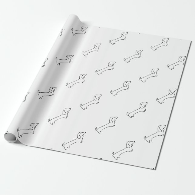 PAPEL DE REGALO DACHSHUND, PERRITO CALIENTE, PERRO DE SALCHICHA, (Desenrollado)