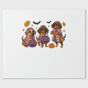 Papel De Regalo Dachshund Perro Fantasma Halloween
