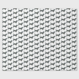 Papel De Regalo Dachshund Perro Silhouette Y&B Grid White Gift
