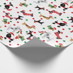 Papel De Regalo Dachshund Poodle Dobie Dog Navidades brillantes