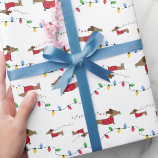 Papel De Regalo Dachshund Robando las luces del árbol de Navidad