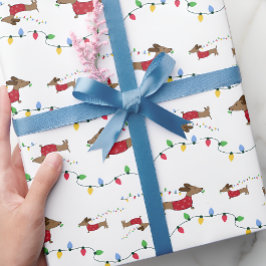 Papel De Regalo Dachshund Robando las luces del árbol de Navidad