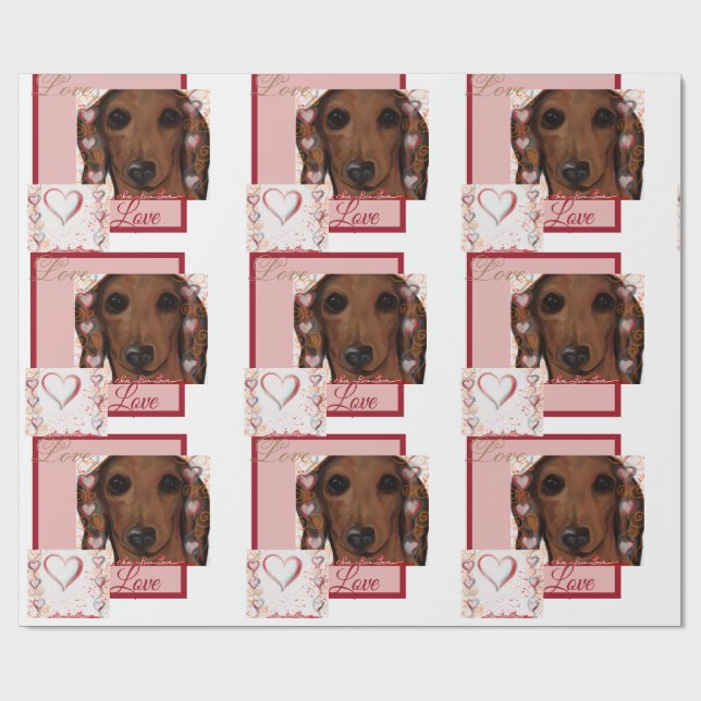 Papel De Regalo Dachshund Rojo   (Superficie plana)