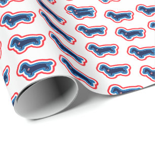 Papel De Regalo Dachshund Rojo Blanco Y Azul 4 De Julio