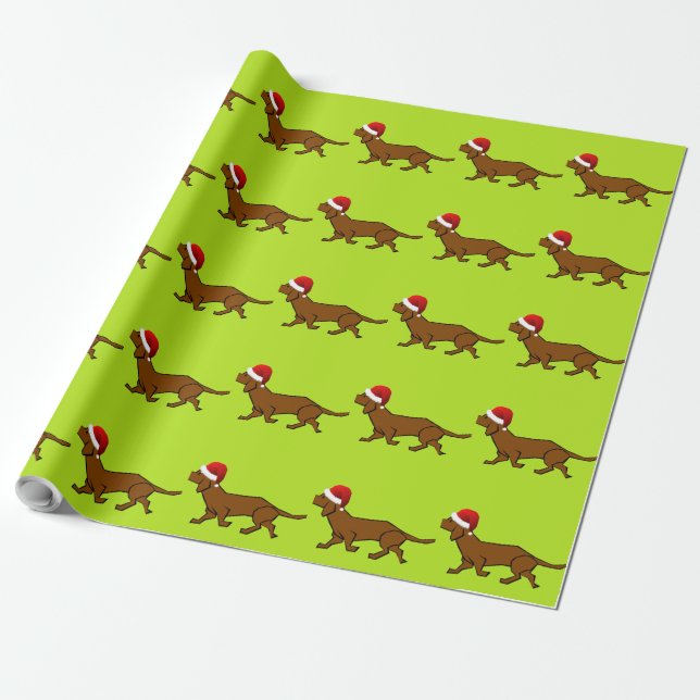 Papel De Regalo Dachshund Santa (Desenrollado)