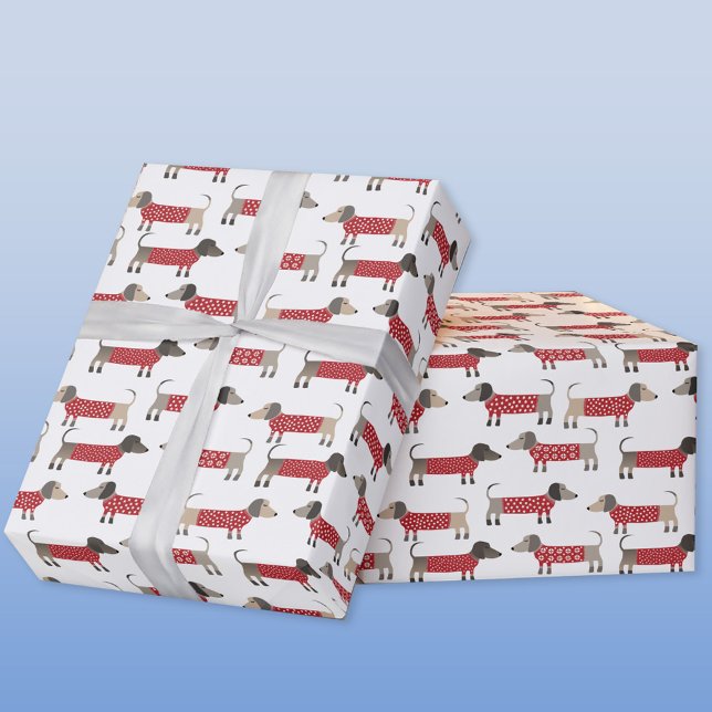 Papel De Regalo Dachshund Sausage Wiener Dog Holiday (Fun festive Dachshund Sausage or Weiner Dog gift wrapping paper roll)