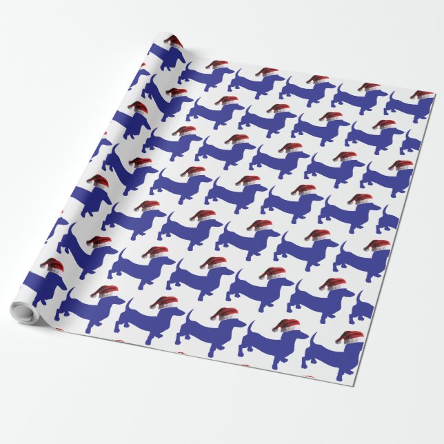 Papel De Regalo Dachshund vistiendo un Gorra de Santa Claus para N (Desenrollado)